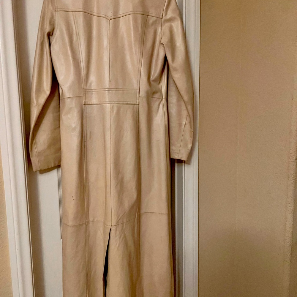 Cream leather trench coat